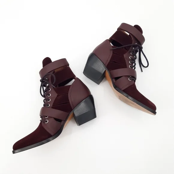 Chloe | Rylee Suede Ankle Boots in Deep Purple - Picture 8 of 11